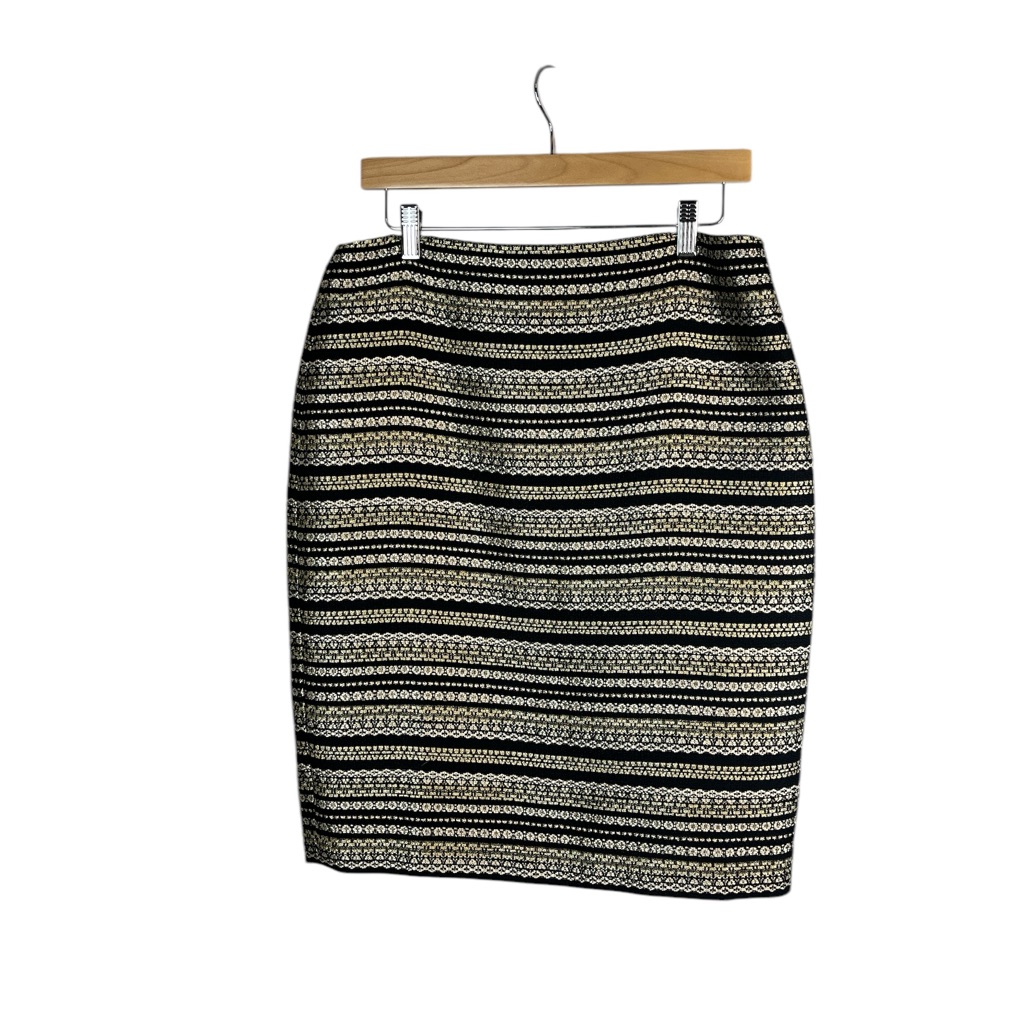 R.S.V.P. By Talbots Woman’s Gold And Black Striped Lines Pencil Skirt Size 10